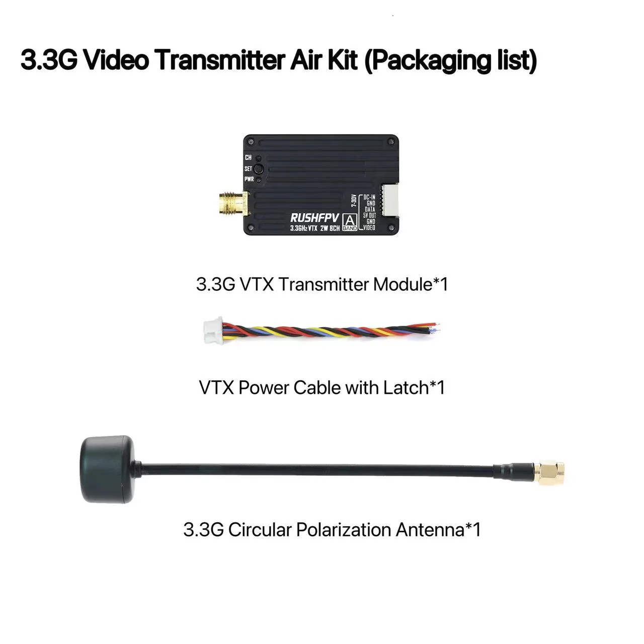 Drone Antenna - RUSHFPV 3.3G 2W VTX Zender FPV